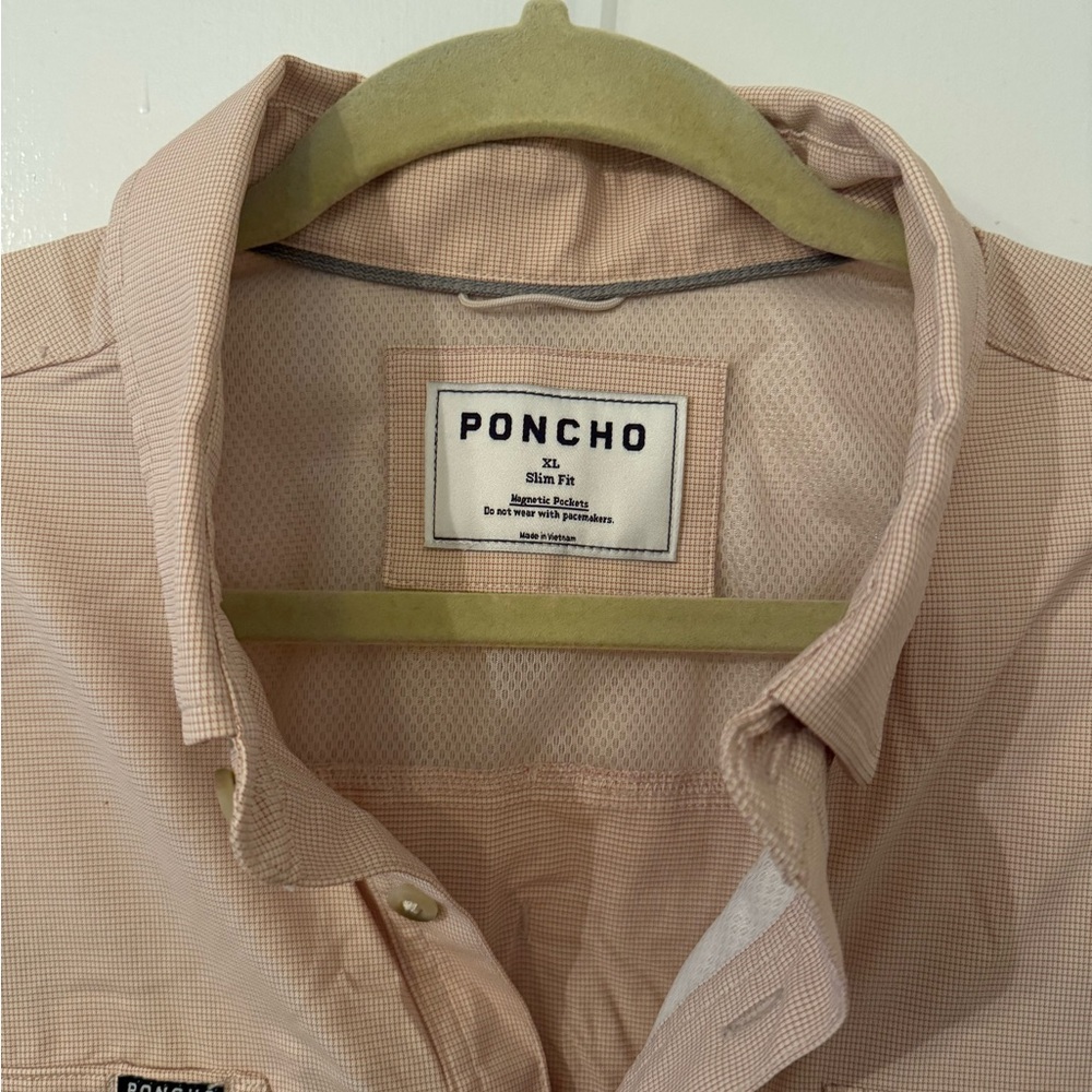 Poncho Men's Casual Button Down Shirt - Salmon - Slim Fit